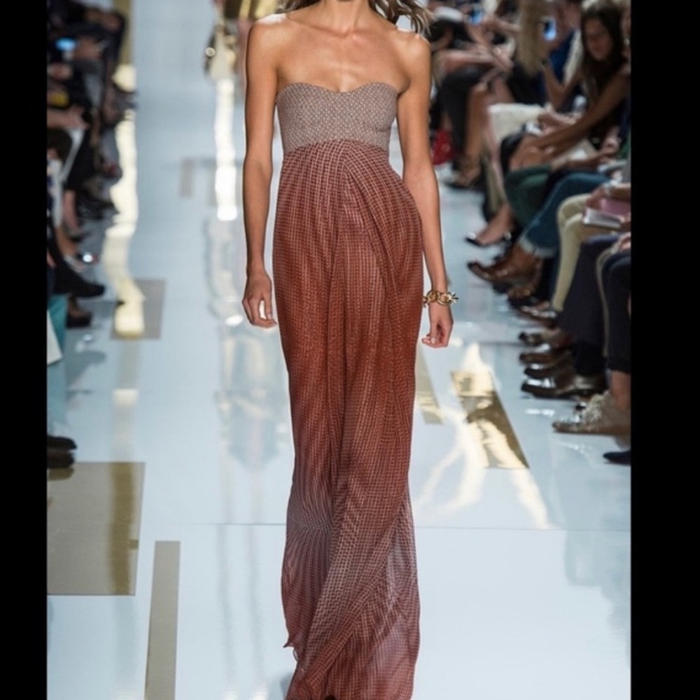 Diane Von Furstenberg Adrianna dress maxi metallic red silk gown DVF